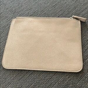Jules Kae Vegan Leather Pebbled Gold Zipper Pouch